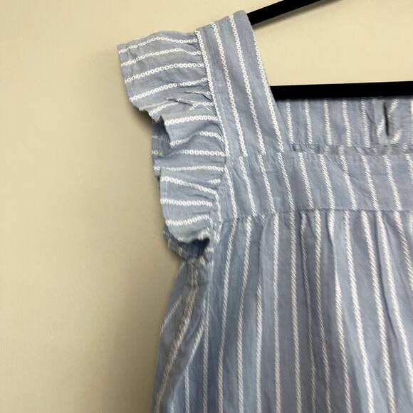 NWT DIP Striped Flutter Sleeve Square Neck BabyDoll Boho Blouse Beach Women's M - Picture 2 of 8